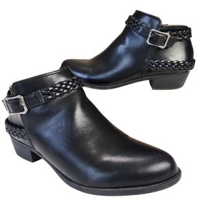 LifeStride Adriana Western Boho Round Toe Braided Black Bootie 8.5 (Wide)